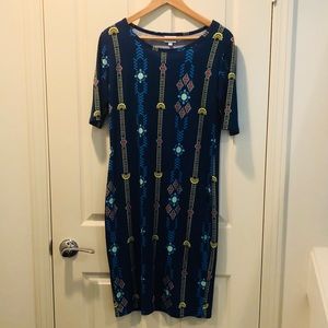 LuLaRoe Julia Dress. Fun print. Size L